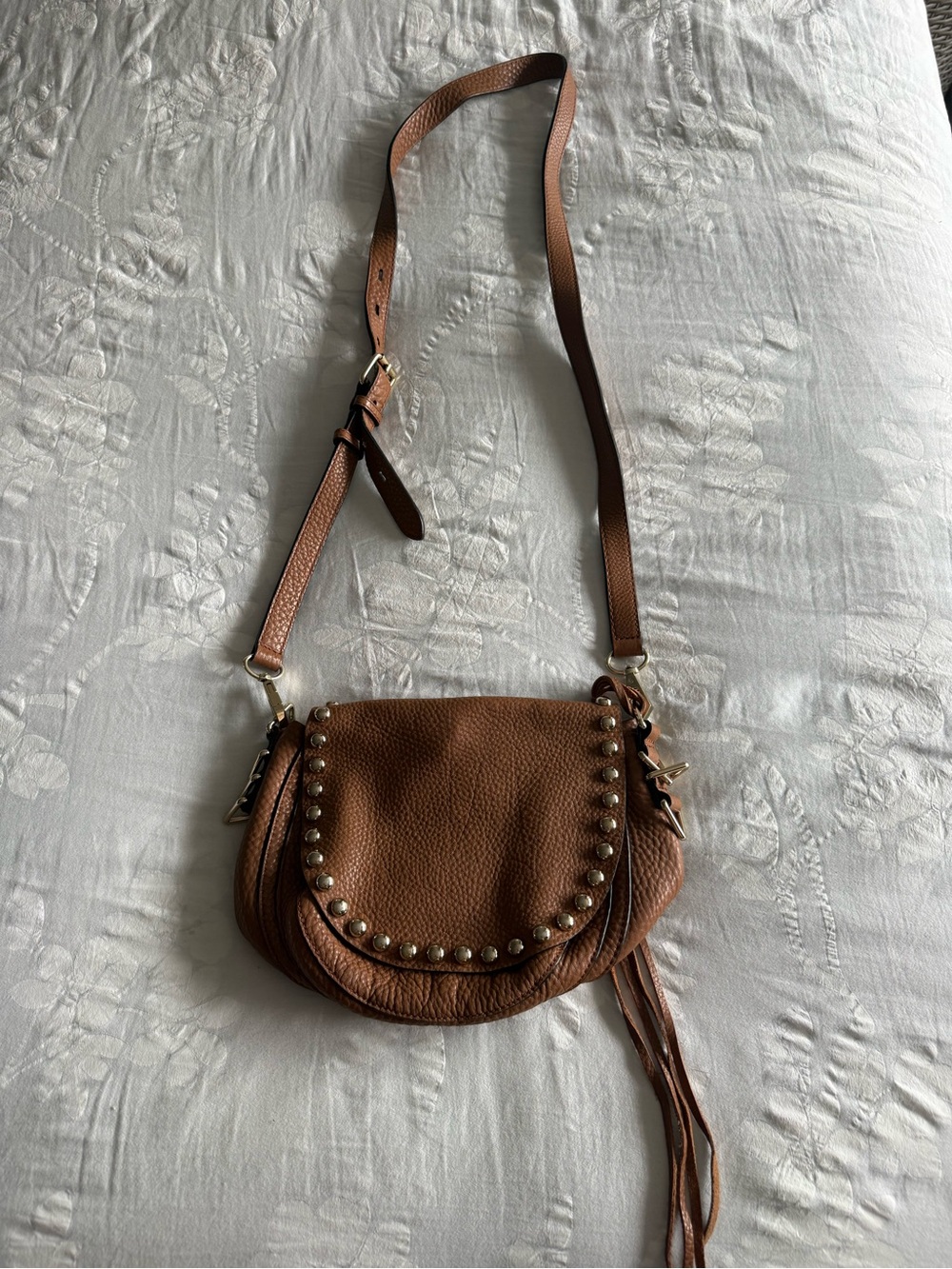 Rebecca Minkoff Brown Leather Studded Saddle Crossbody